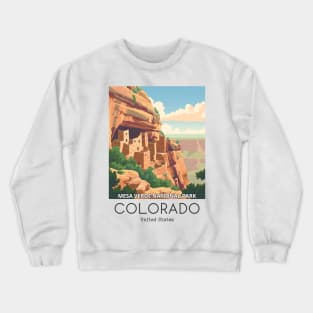 A Vintage Travel Illustration of Mesa Verde National Park - Colorado - US Crewneck Sweatshirt